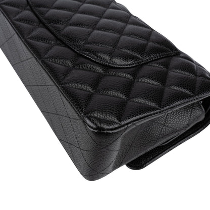 Chanel Quilted Caviar Leather Gold Medium Double Flap Crossbody Bag