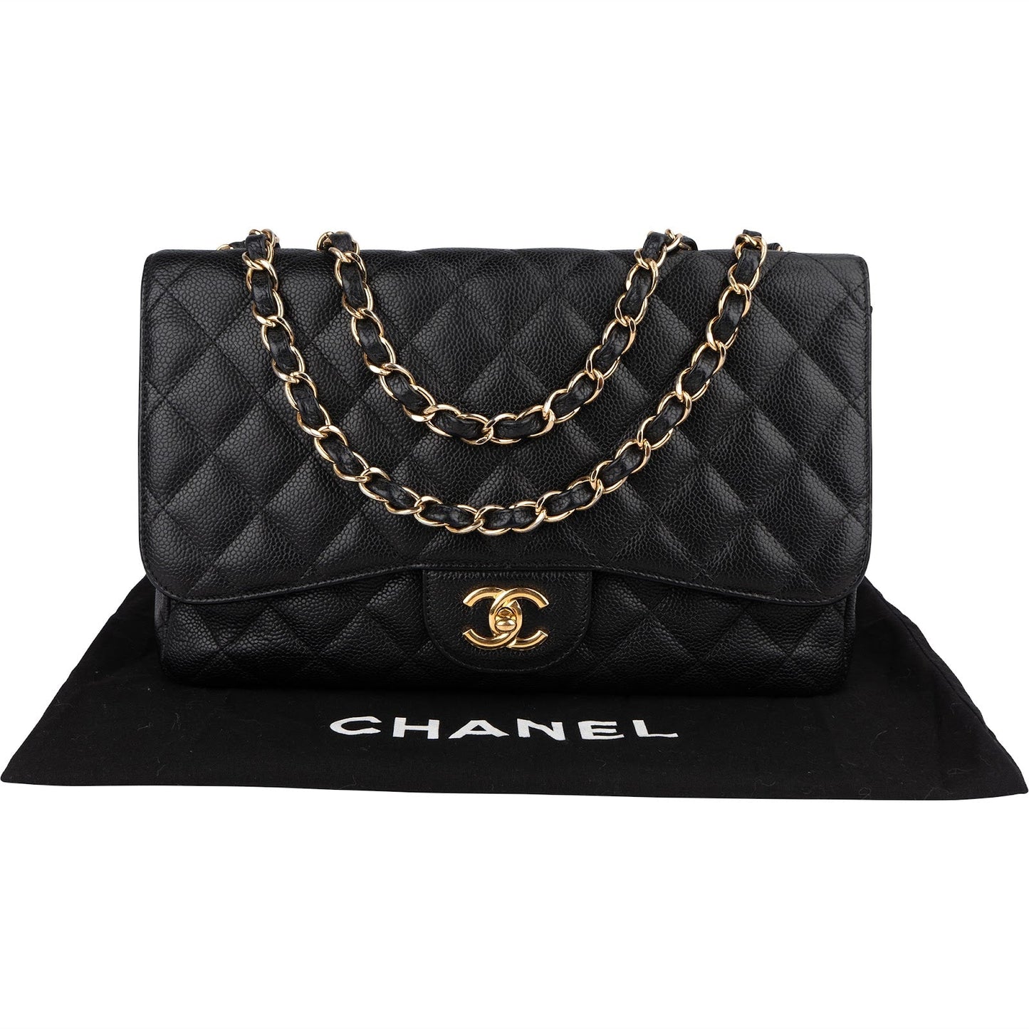 Chanel Quilted Caviar Leather Jumbo Single Flap Crossbody Bag