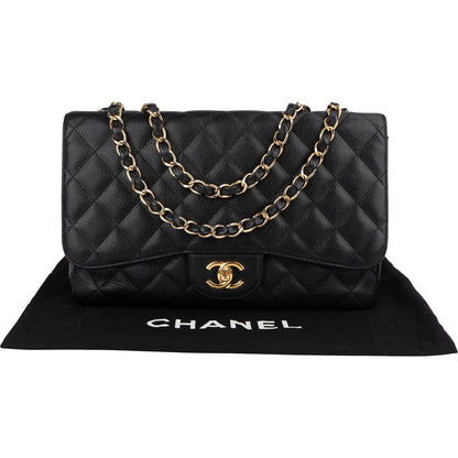 Chanel Quilted Caviar Leather Jumbo Single Flap Crossbody Bag