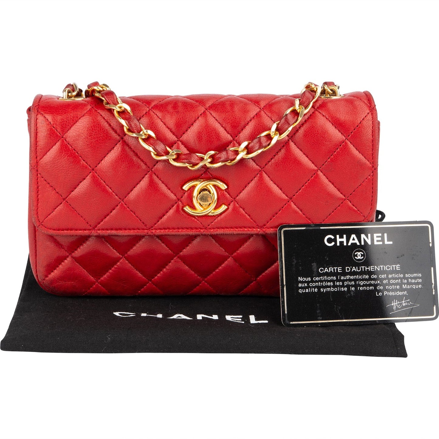 Chanel Quilted Lambskin 24K Gold Small Single Flap Crossbody Bag