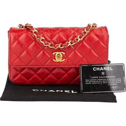 Chanel Quilted Lambskin 24K Gold Small Single Flap Crossbody Bag