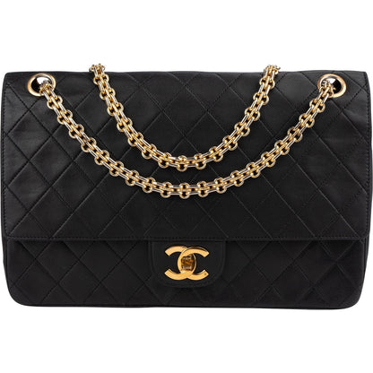 Chanel Quilted Lambskin 24K Gold Double Flap Shoulder Bag