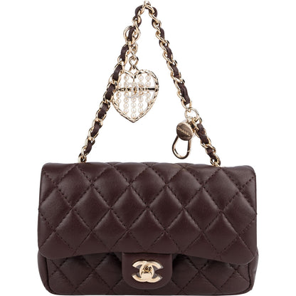 Chanel Quilted Lambskin Extra Mini Miniatur Double Flap Pendant Bag