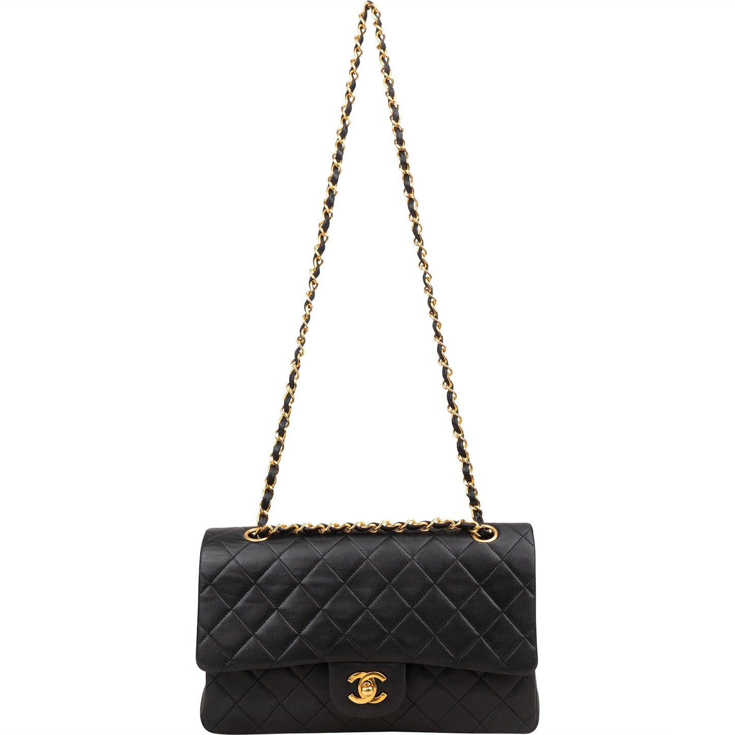 Chanel Quilted Lambskin 24K Gold Medium Double Flap Shoulder Bag