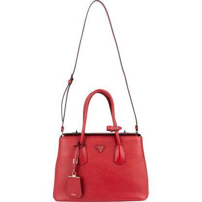 Prada Red Saffiano Leather Double Handbag