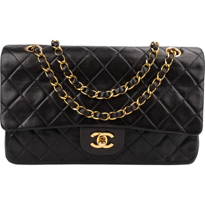 Chanel Quilted Lambskin Medium 24K Gold Double Flap Shoulder Bag