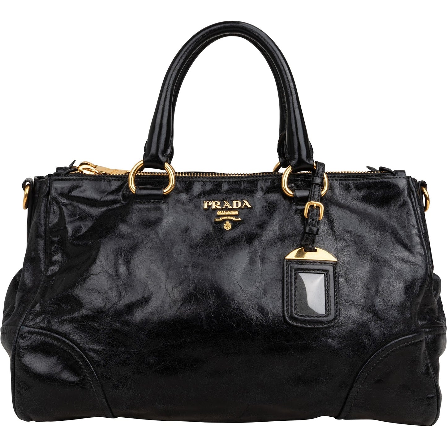 Prada Vitello Shine Leather Bauletto Handbag