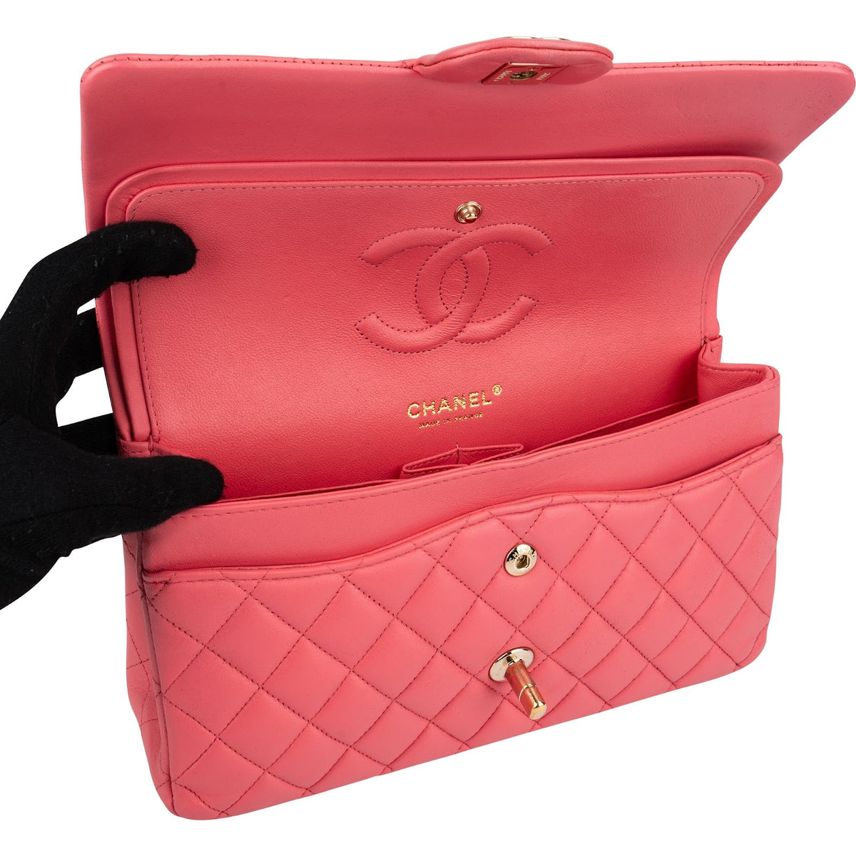Chanel Quilted Lambskin Gold Medium Double Flap Shoulder Bag