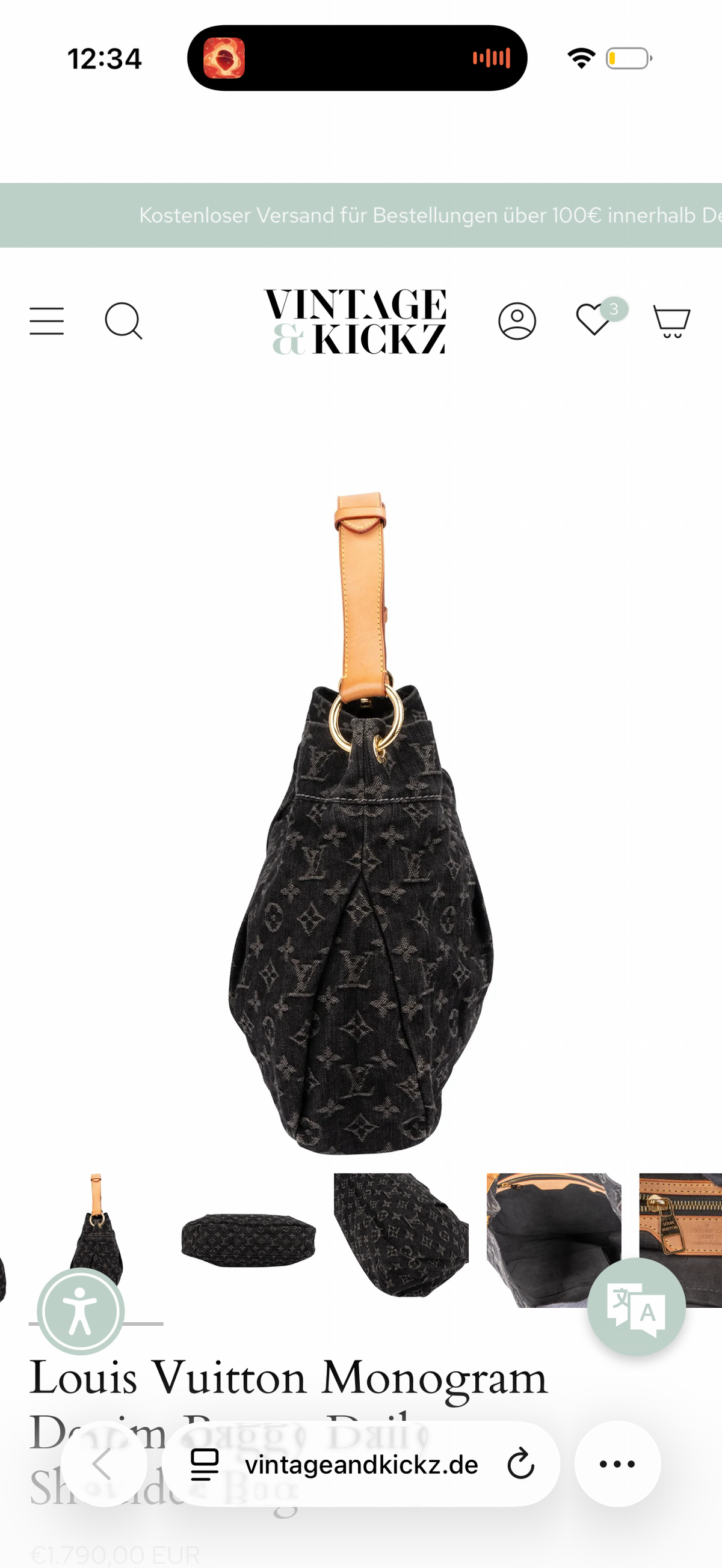 Louis Vuitton Monogram Denim Baggy Daily Shoulder Bag