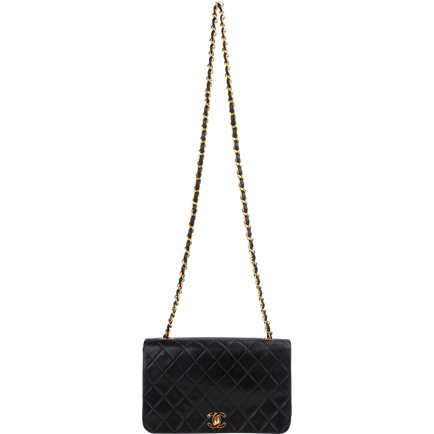 Chanel Quilted Lambskin 24K Gold Single Flap Crossbody Bag