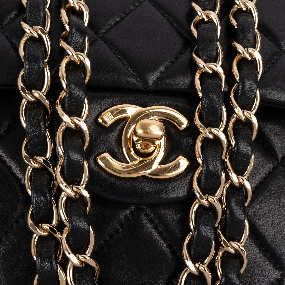 Chanel Quilted Lambskin 24K Gold Small Double Flap Shoulder Bag