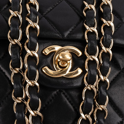 Chanel Quilted Lambskin 24K Gold Small Double Flap Shoulder Bag