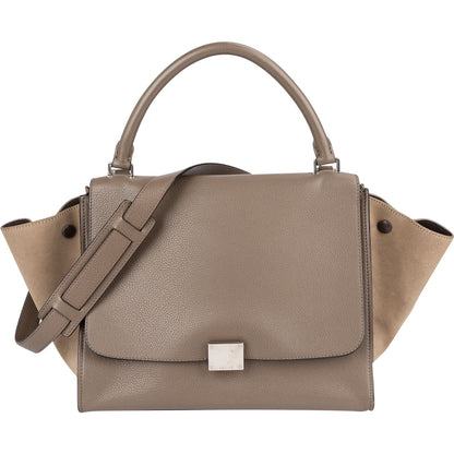 Céline Drummed Calfskin and Suede Trapeze Handbag