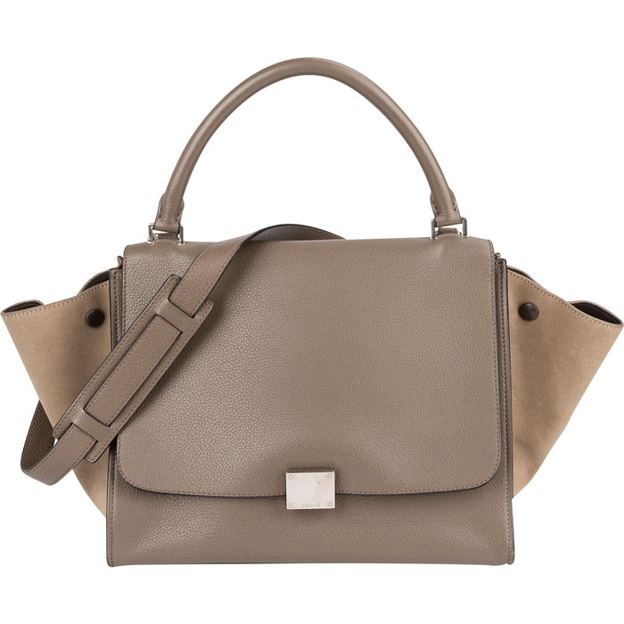 Céline Drummed Calfskin and Suede Trapeze Handbag