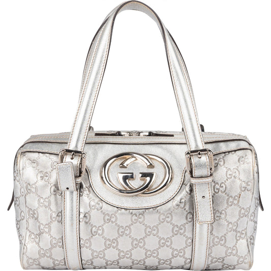 Gucci Leather Monogram Interlocking G Boston Bag Handbag