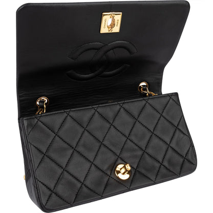 Chanel Quilted Lambskin 24K Gold Single Flap Crossbody Bag