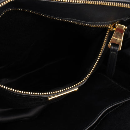 Miu Miu Black Matelasse Leather Tote Bag
