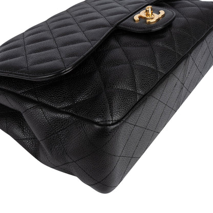 Chanel Quilted Caviar Leather Jumbo Single Flap Crossbody Bag
