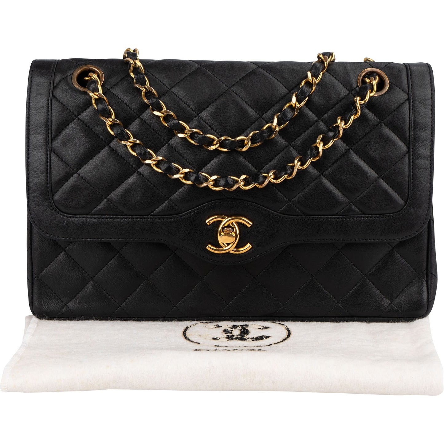 Chanel Quilted Lambskin 24K Gold Double Flap Shoulder Bag
