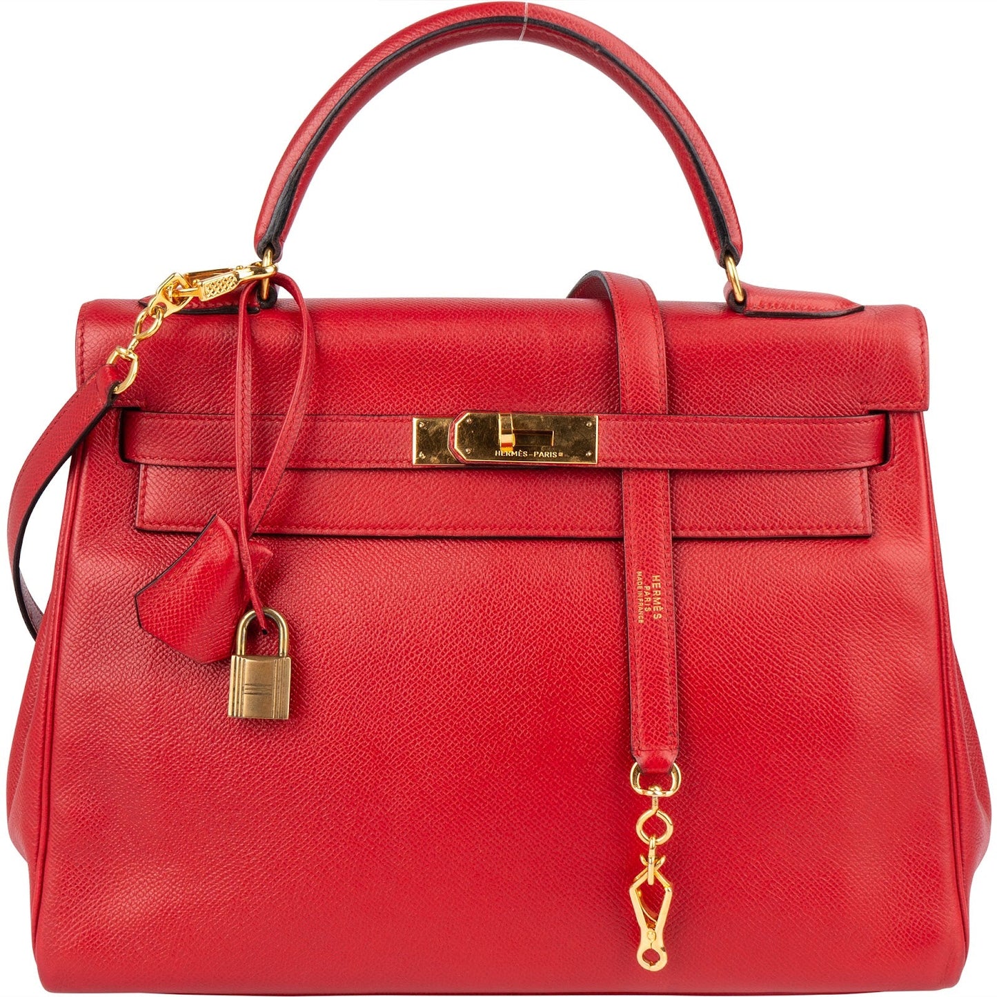 Hermès Rouge Courchevel Leather Kelly 32 Handbag