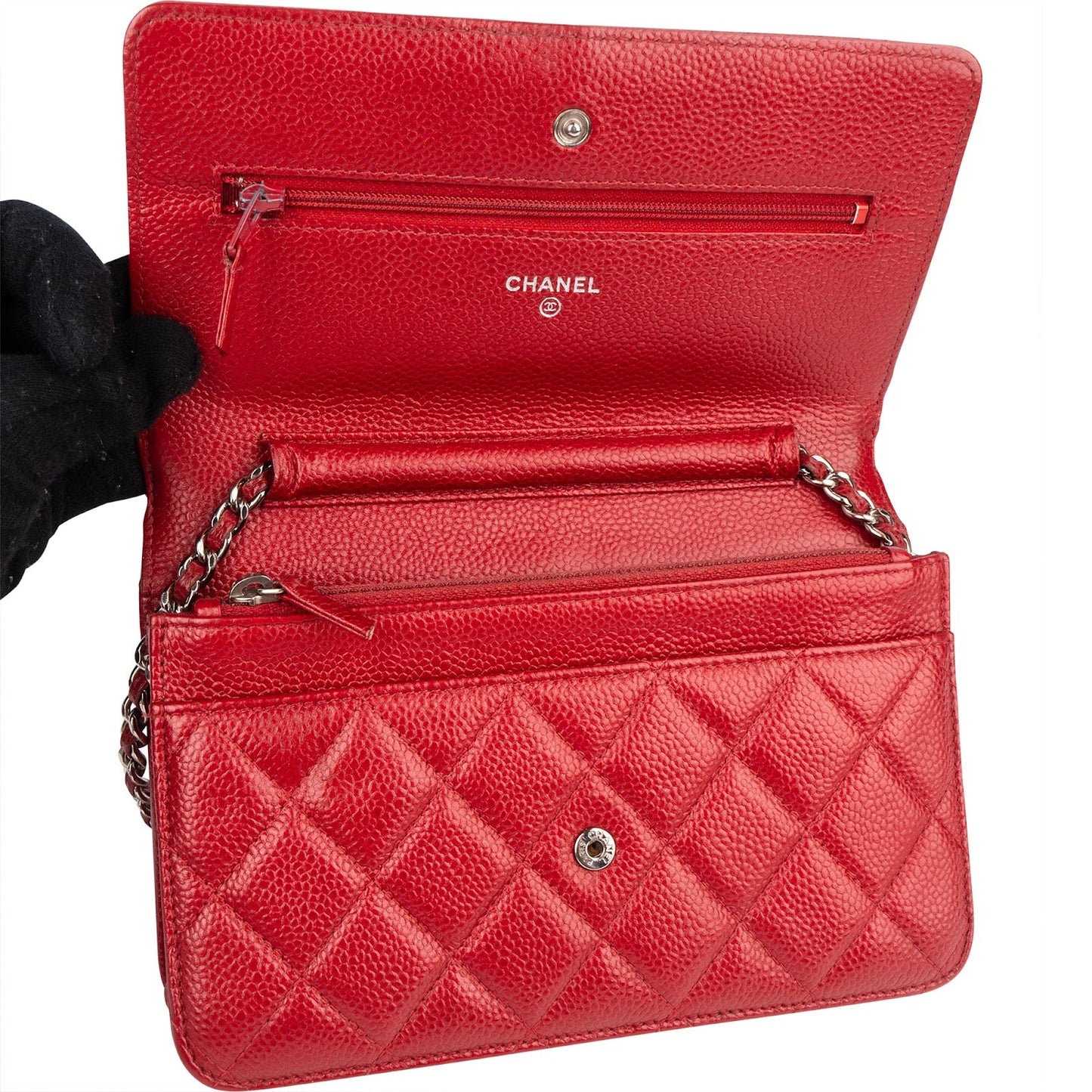 Chanel Quilted Caviar Leather Wallet on Chain Crossbody Bag