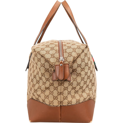 Gucci Monogram GG Canvas Web Boston Travel Bag