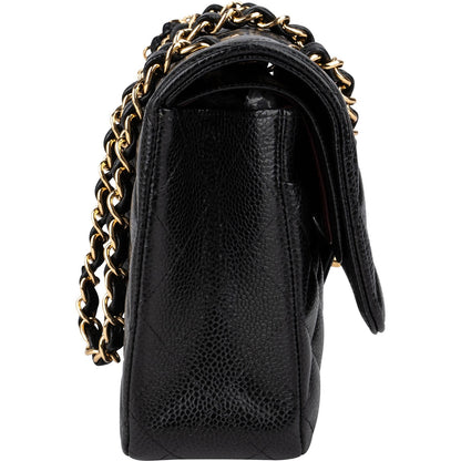 Chanel Quilted Caviar Leather Gold Medium Double Flap Crossbody Bag