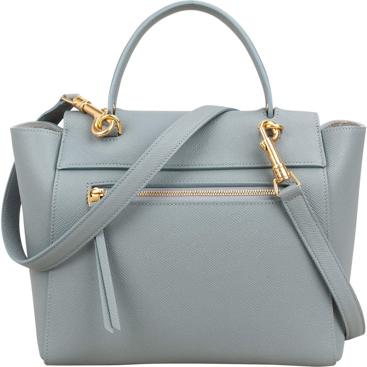 Celine Light Blue Leather Grained Calfskin Belt Handbag
