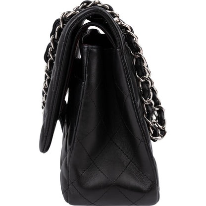 Chanel Quilted Lambskin Palladium Jumbo Double Flap Crossbody Bag
