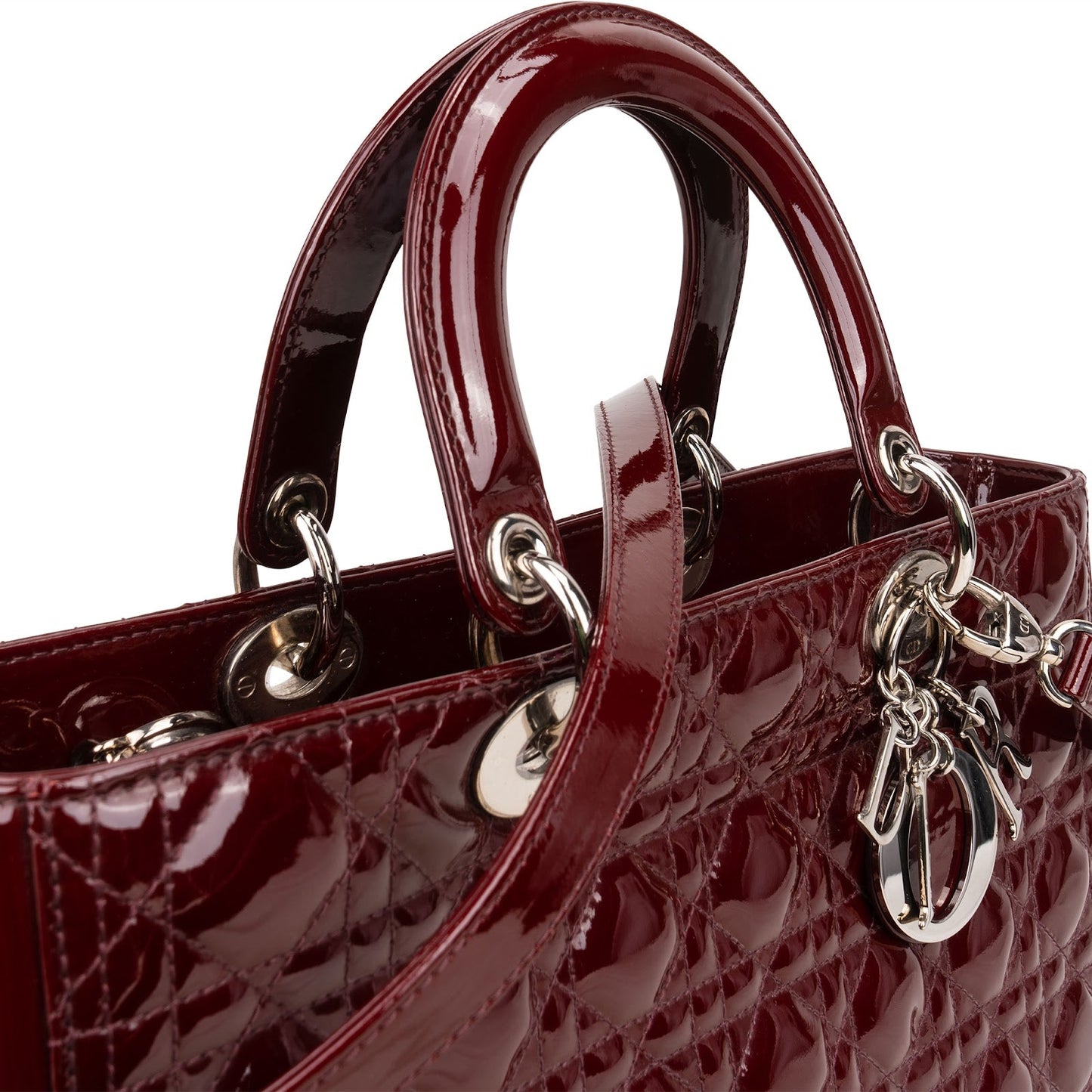 Christian Dior Quilted Patent Leather Lady Dior Handbag