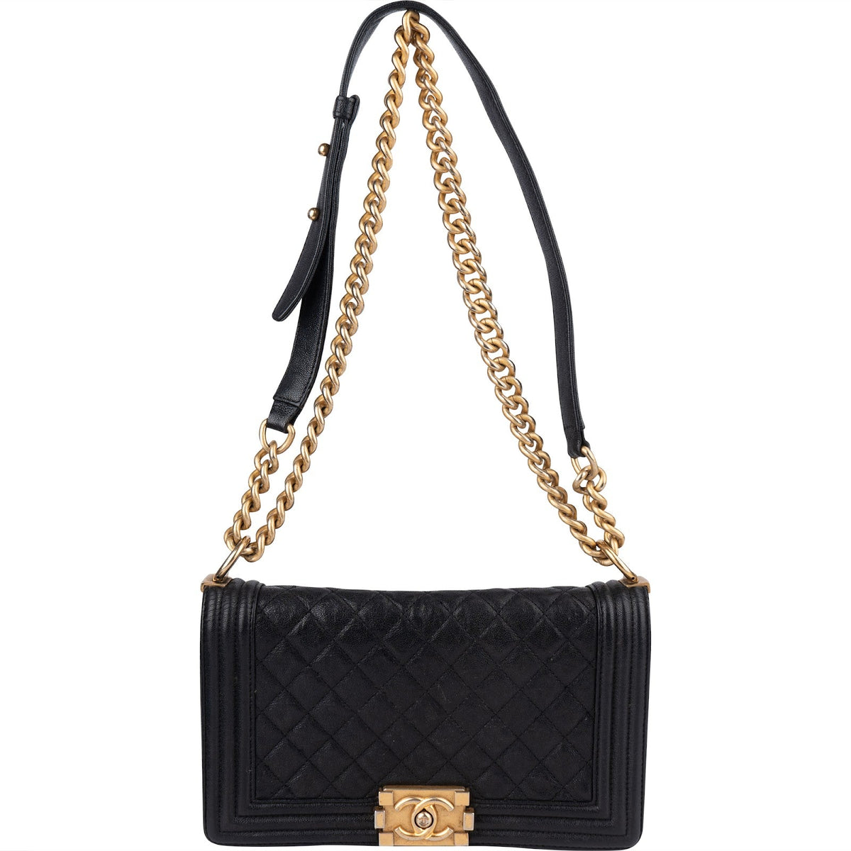 Chanel Quilted Caviar Leather Medium Boy Single Flap Crossbody Bag