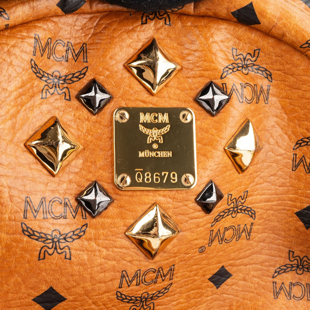 MCM Monogram Visetos  Studded 2 in 1 Bag Backpack