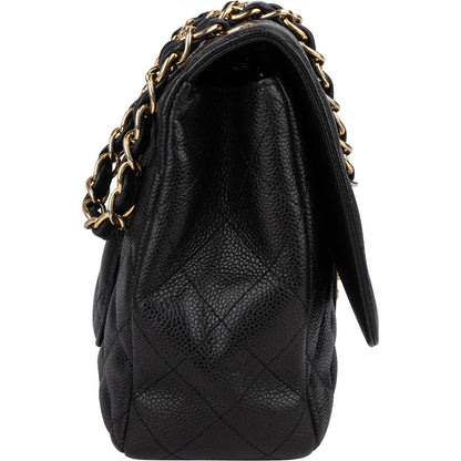 Chanel Quilted Caviar Leather Jumbo Single Flap Crossbody Bag