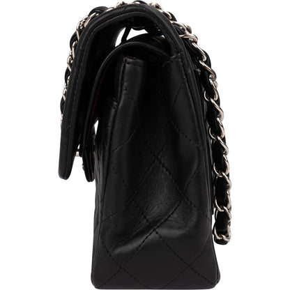 Chanel Quilted Lambskin Palladium Small Double Flap Shoulder Bag