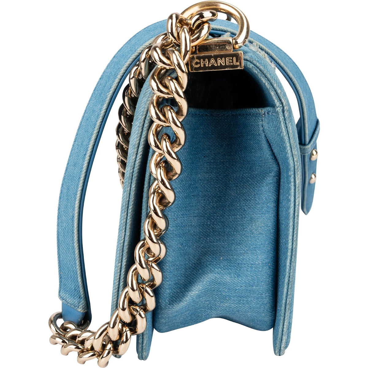 Chanel Distressed Denim Medium Boy Single Flap Crossbody Bag