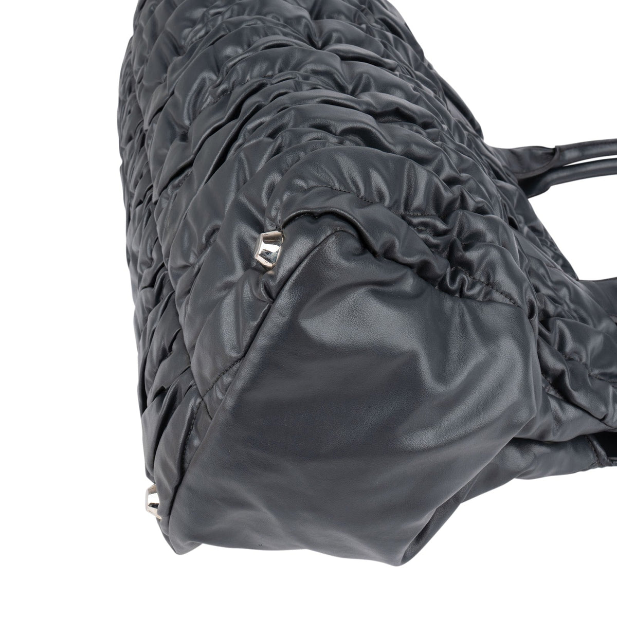 Miu Miu Grey Matelassé Nappa Leather Tote Handbag