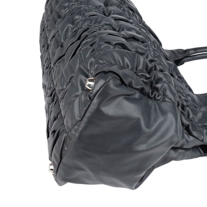 Miu Miu Grey Matelassé Nappa Leather Tote Handbag