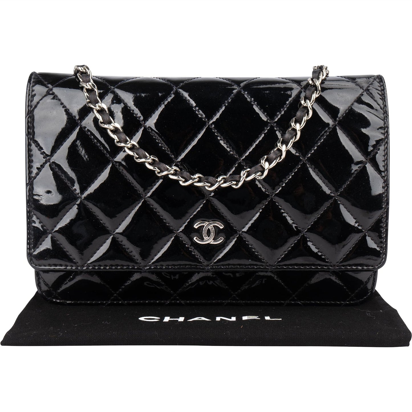 Chanel Quilted Patent Leather Wallet On Chain Crossbody Bag