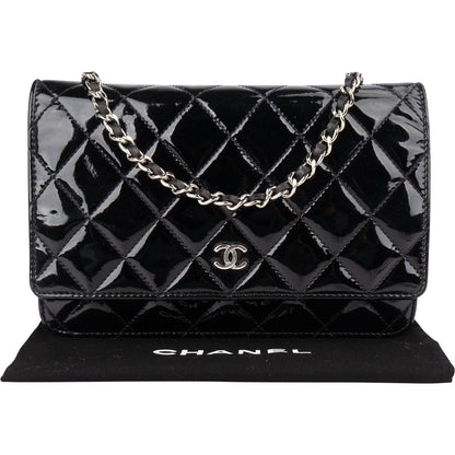 Chanel Quilted Patent Leather Wallet On Chain Crossbody Bag