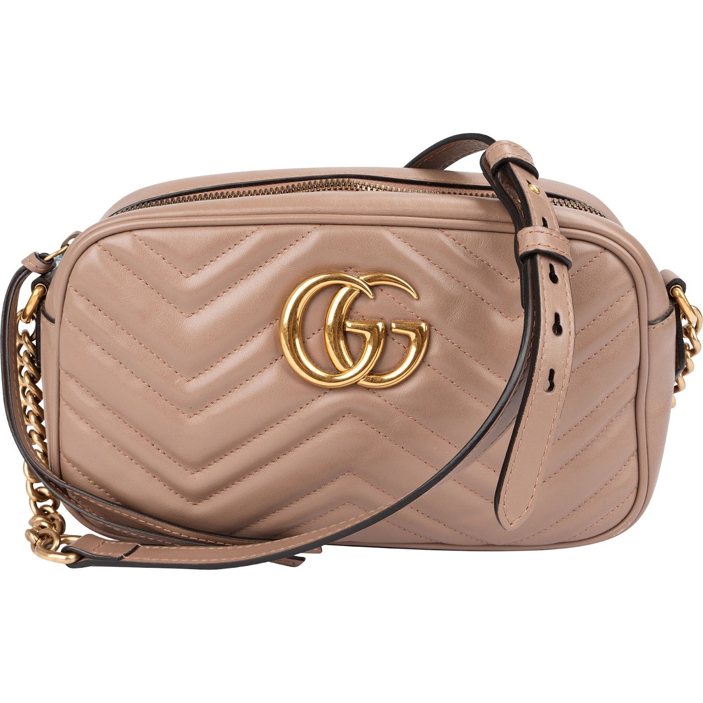 Gucci Chevron Leather GG Marmont Medium Crossbody Bag