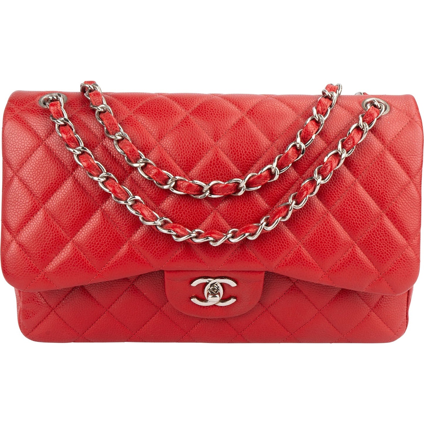 Chanel Quilted Caviar Leather Jumbo Double Flap Crossbody Bag