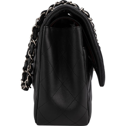 Chanel Quilted Lambskin Palladium Jumbo Double Flap Crossbody Bag