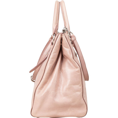 Miu Miu Vitello Lux Shine Leather Tote Satchel Handbag