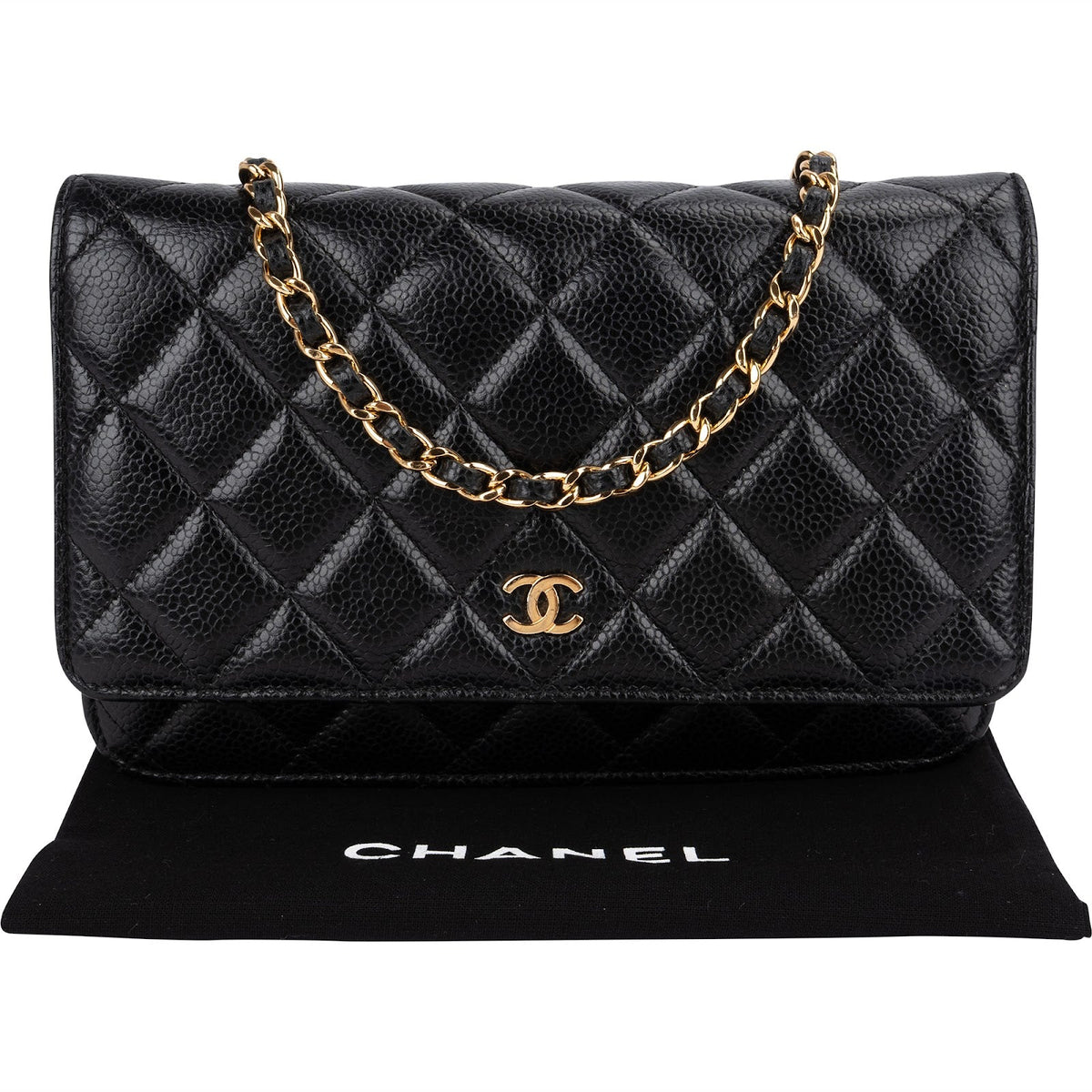 Chanel Quilted Caviar Leather Wallet On Chain Crossbody Bag