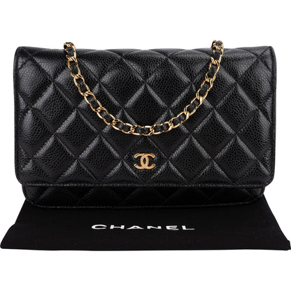 Chanel Quilted Caviar Leather Wallet On Chain Crossbody Bag