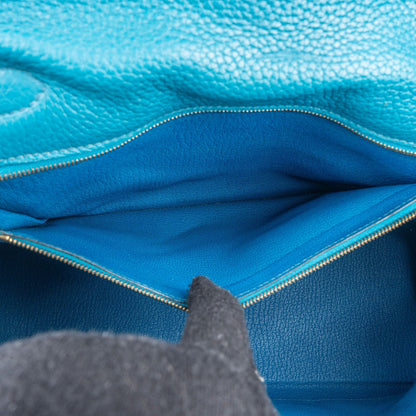 Hermès Bleu Izmir Clemence Leather Kelly 32 Handbag