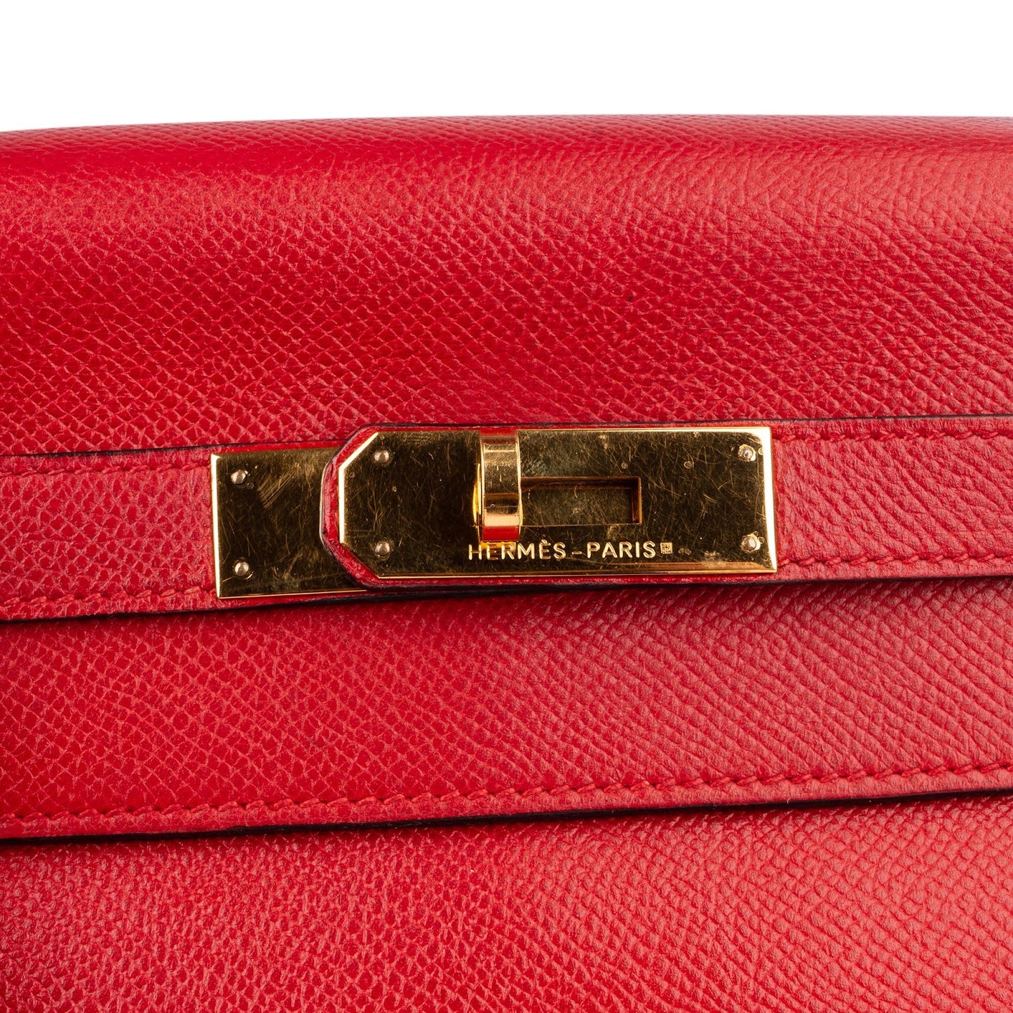 Hermès Rouge Courchevel Leather Kelly 32 Handbag