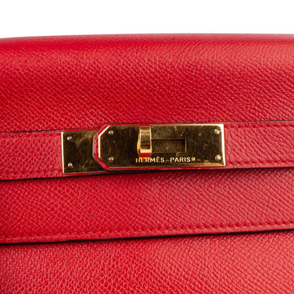 Hermès Rouge Courchevel Leather Kelly 32 Handbag