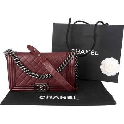 Chanel Quilted Calfskin Medium Boy Single Flap Crossbody Bag
