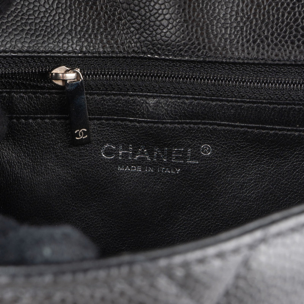 Chanel Quilted Caviar Leather Palladium Jumbo Singe Flap Crossbody Bag